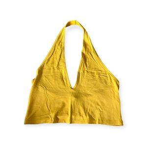 🟡ASOS: Women’s size 8, yellow halter crop top, slightly sheer preowned🟡